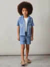 Reiss Airforce Blue 3-9 Yrs Towelling Brand-embroidered Shorts In Blue