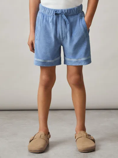 Reiss Airforce Blue Towelling Brand-embroidered Shorts