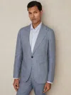 Reiss Airforce Blue Warner Linen Single-breasted Suit Blazer Slim-fit In Blue
