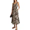 Reiss Akari Ruched Mono Print Midi Dress