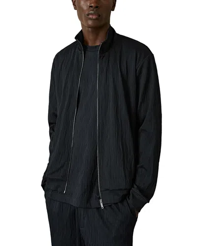 Reiss Aksel Wave Jacquard Zipper Shirt Jacket In Navy