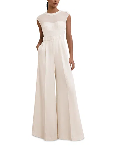 Reiss Alba Belted Jumpsuit In White