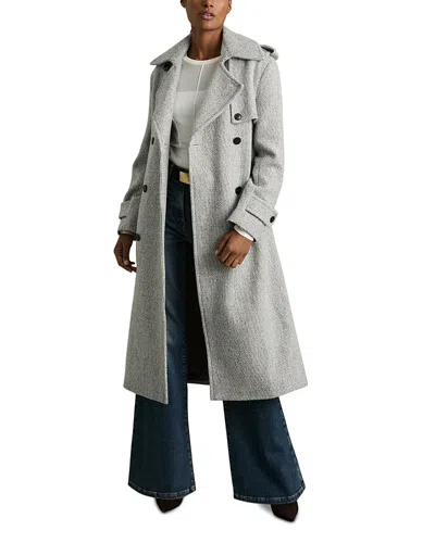 Reiss Alba Check Coat In Black/white