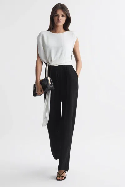 Reiss Alba Wide Leg Jumpsuit In Black In White