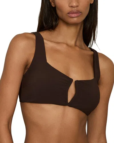 Reiss Alba Wide Strap V Front Bikini Top In Brown