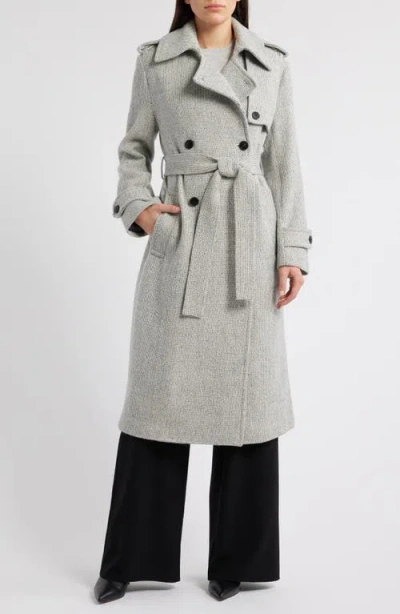 Reiss Alba Wool Blend Double Breasted Coat In Gray
