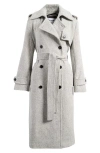 Reiss Alba Wool Blend Double Breasted Coat In Black/white