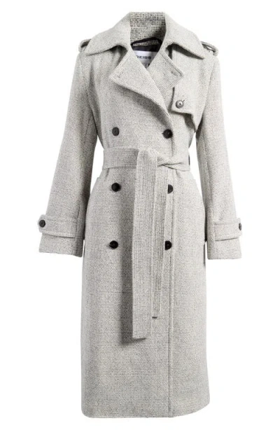 Reiss Alba Wool Blend Double Breasted Coat In Black/white