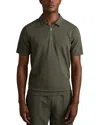 Reiss Green Smoke Albany Textured Zip-neck Polo Shirt In Green Smoke