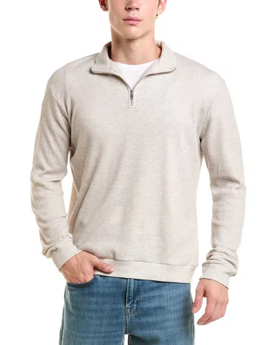 Reiss Albery Waffle Half Zip Top In Metallic