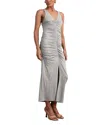 Reiss Womens Grey Alessandra Ruched Stretch-jersey Maxi Dress In Gray
