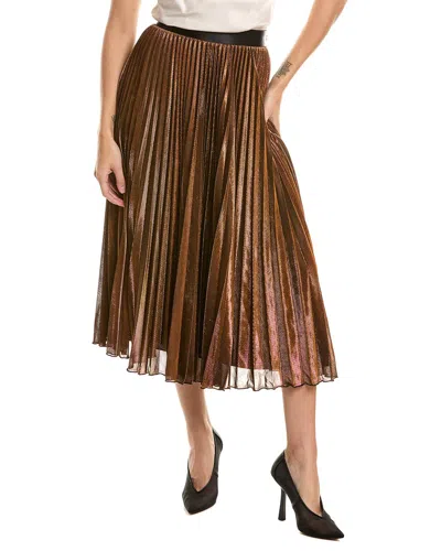 Reiss Alessi Metallic Pleated Skirt In Gold