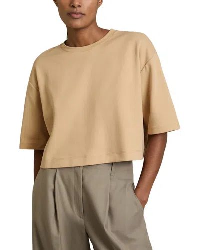 Reiss Alex Cropped Boxy T-shirt In Brown