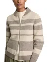 Reiss Alexa Stripe Zip Through Sweater In Neutral/brown