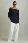 Reiss Navy Off-the-shoulder Tunic In Navy