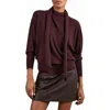 Reiss Womens Burgundy Alexis Scarf-tie Long-sleeve Draped Wool Jumper In Burgundy