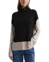 Reiss Alexis Wool & Cashmere-blend Knitted Roll Neck Top In Black