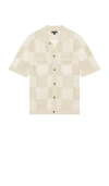 Reiss Alfred Open Knit Button Down Shirt In Neutral