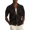 Reiss Alfred Open Knit Short Sleeve Button-up Shirt In Green