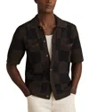 Reiss Alfred Open Knit Short Sleeve Button-up Shirt In Green