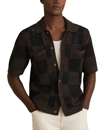 REISS ALFRED SHORT SLEEVE CROCHET SHIRT