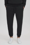 Reiss Ali - Washed Black Fleece Lined Cotton Joggers, M