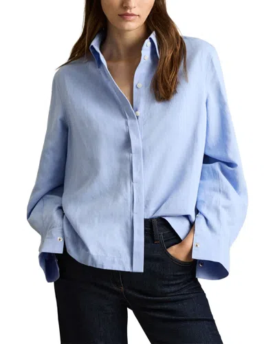 Reiss Ali Linen-blend Shirt In Blue