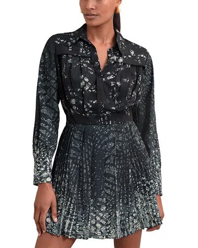 Reiss Ali Printed Flippy Dress In Black