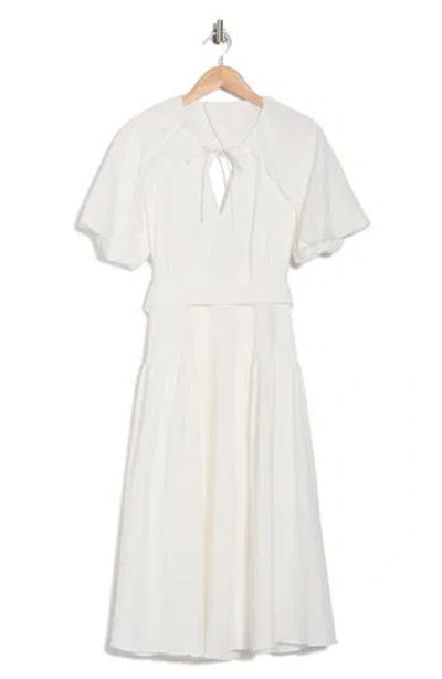 Reiss Alice Cotton Puff Sleeve Dress In White