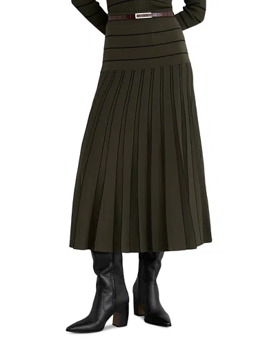 Reiss Alice Pleated Skirt In Green
