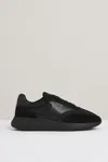 Reiss All Black Leather Suede Running Trainers