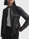 Reiss Womens Black Allie Slim-fit Leather Biker Jacket