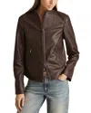 Reiss Womens Chocolate Brown Allie Slim-fit Leather Biker Jacket In Chocolate