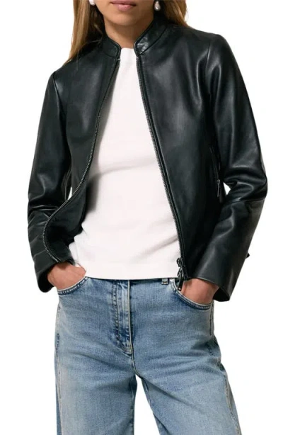 Reiss Allie Leather Jacket In Green