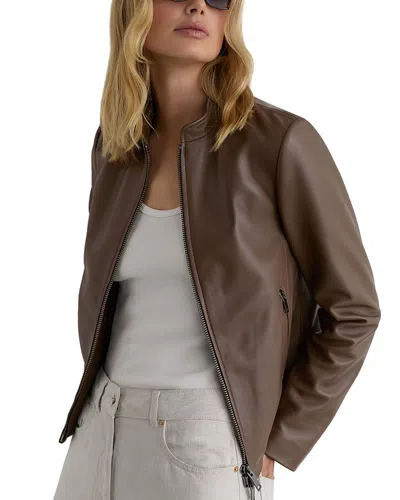 Reiss Allie Leather Jacket In Brown