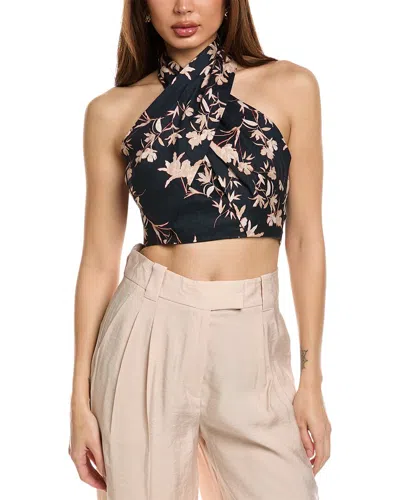 Reiss Ally Printed Halter Linen Top