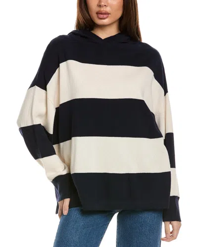 Reiss Ally Stripe Drawstring Crop Wool & Cashmere-blend Sweater In Black