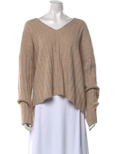 Pre-owned Reiss Alpaca V-neck Sweater W/ Tags In Neutrals