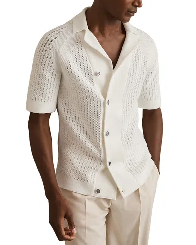 Reiss Alphonso Regular Fit Ribbed Knit Cuban Shirt In White