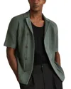 Reiss Alphonso Regular Fit Ribbed Knit Cuban Shirt In Green
