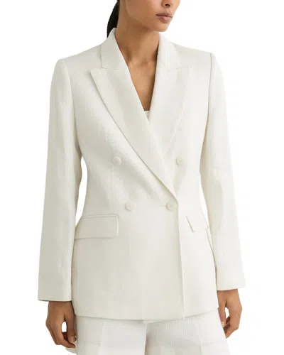Reiss Alyx Linen-blend Double Breasted Suit Jacket In White