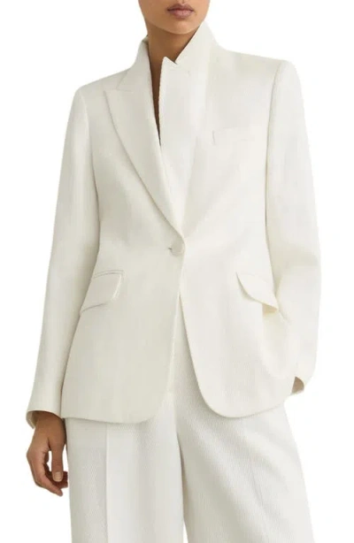 Reiss Alyx Texture One-button Linen Blend Blazer In White