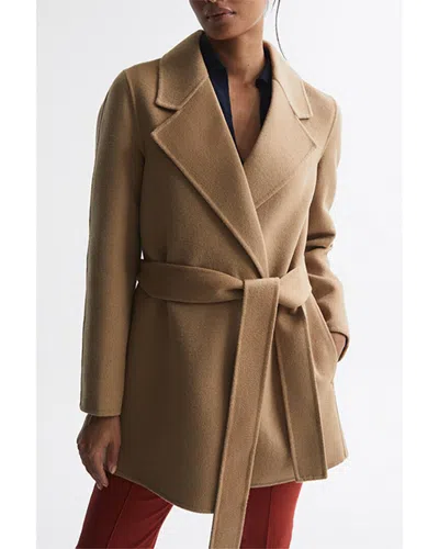 Reiss Amalia Wool-blend Wrap Coat In Brown