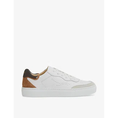 Reiss Kids' Amanda Contrast-panel Leather Low-top Trainers In Chocolate/white