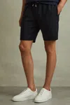 Reiss Maline Drawstring Textured Shorts In Navy
