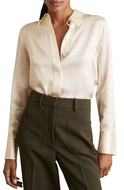 Reiss Ameira Silk Button-up Shirt In White