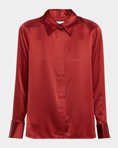 REISS AMEIRA SILK SATIN BUTTON-FRONT SHIRT