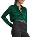 Reiss Ameira Silk Satin Shirt In Green