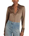 Reiss Ameira Silk Shirt In Brown
