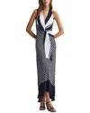 Reiss Amelia Twist Front Halter Dress In Blue